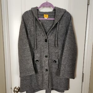 RUBY RD. Gray Hooded Wool Swing Coat Size Large